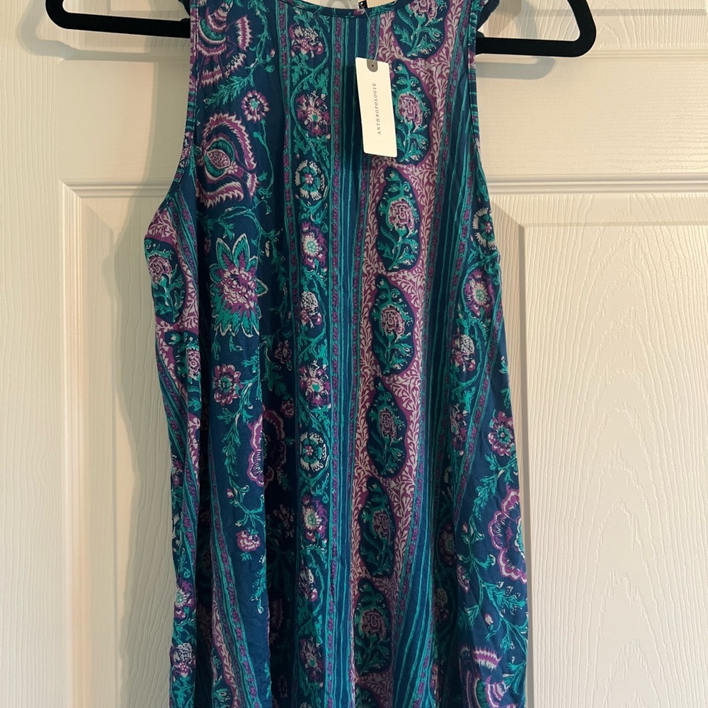 Anthropologie Akemi & Kin women’s top, crochet back. Blue purple, teal. Sz M NWT - Picture 2 of 5
